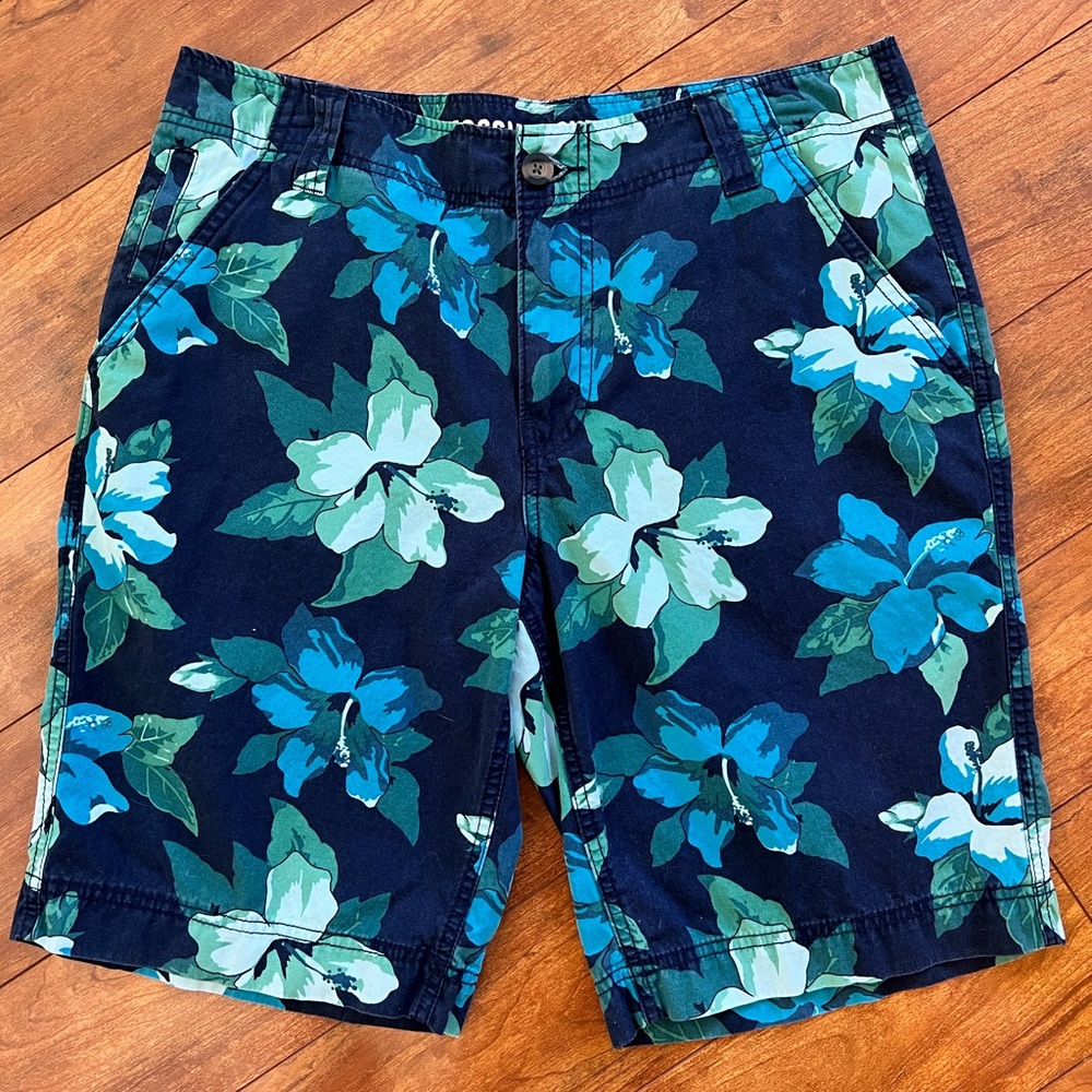 Mossimo Supply Co Tropical Navy/Green Shorts-Size 34